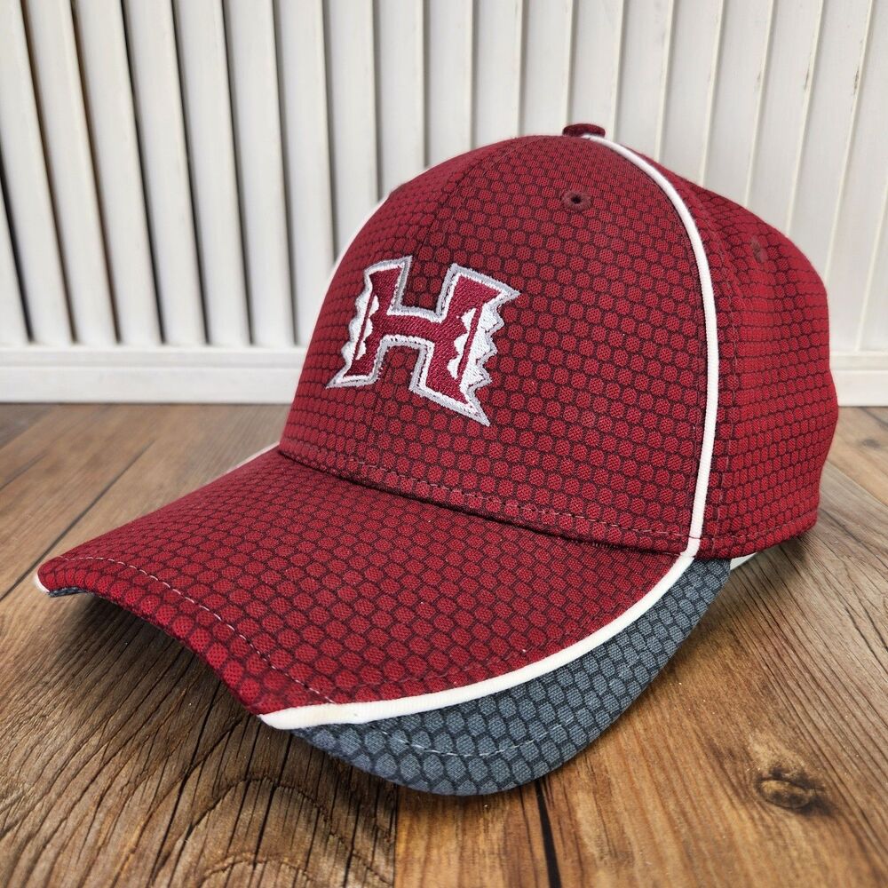 New Era 39thirty Hawaii Rainbow Warriors Ball Cap Red Gray Stretch Fit Sz XL Hat